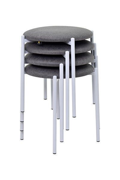 VİLİNZE Nil Metal Ayak İstiflenebilir Mutfak-Balkon Taburesi (4 Adet)