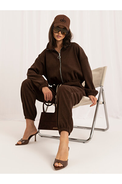 Italy Moda Women's Suit Long Sleeve, Stripes, ITALY MODA, Brown Casual