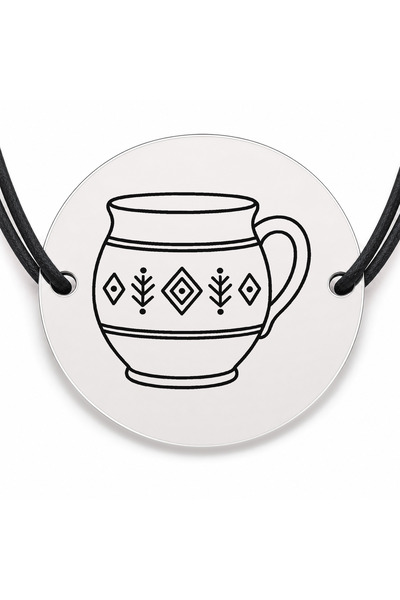 Simoshop Brățară argint 925 cu bănuț gravat cana de lut cu brau, șnur negru r...