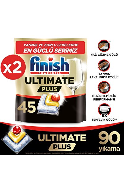 Finish Ultimate Plus Bulaşık Makinesi Deterjanı Kapsül Tablet Limon 90 Adet (...
