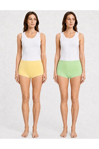 OrganicKid Ease Kadın Sarı/Yeşil Boxer 2'li Set