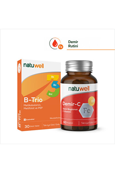Natuwell Demir C 60 Kapsül ve B-Trio 30 Dilaltı Tablet