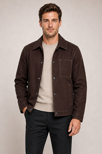 Firststops Men's Gabardine Seasonal Jacket with Tile Stitching Detail