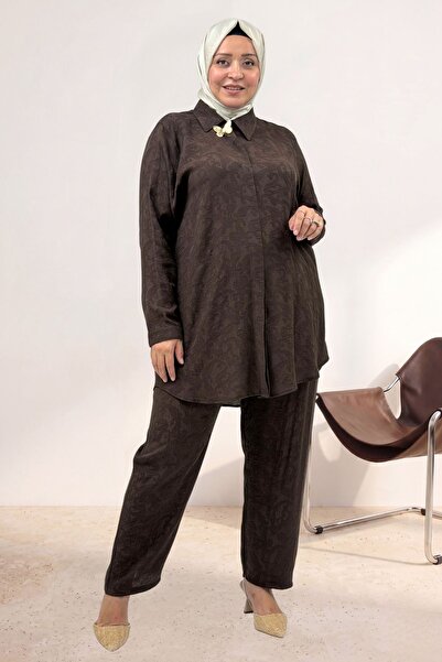 Eslina 68083 Plus Size Jacquard Strawberry Tunic with Butterfly Brooch Detail...