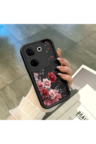 PATTERNOVA Tecno Camon 20 Uyumlu Pembe Şakayık Çiçeği Desenli Silikon Telefon...