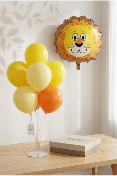 Partixa Safari Lion Head Balloon Stand Set |   Transparent 7-Piece Stand + Sa...