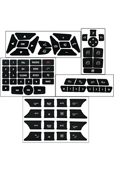 GENERAL Car Interior Button Stickers for Mercedes-Benz - Steering Wheel & Air...