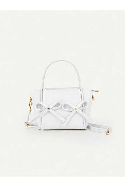 SHAKA White Shk342 Faux Leather, Zippered, Bow Detail, Long Strap, Hand, Arm ...