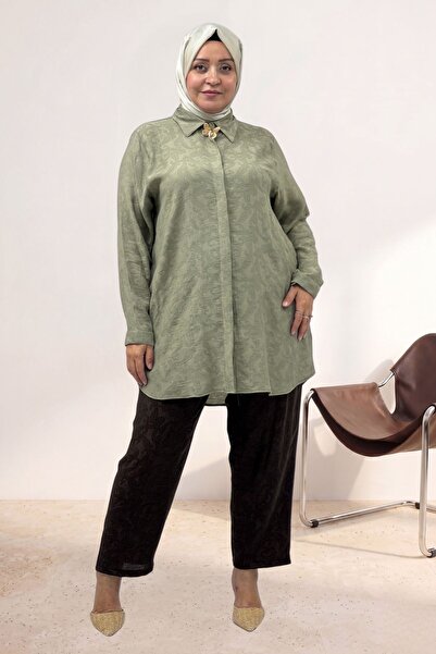 Eslina 68083 Plus Size Jacquard Strawberry Tunic with Butterfly Brooch Detail...