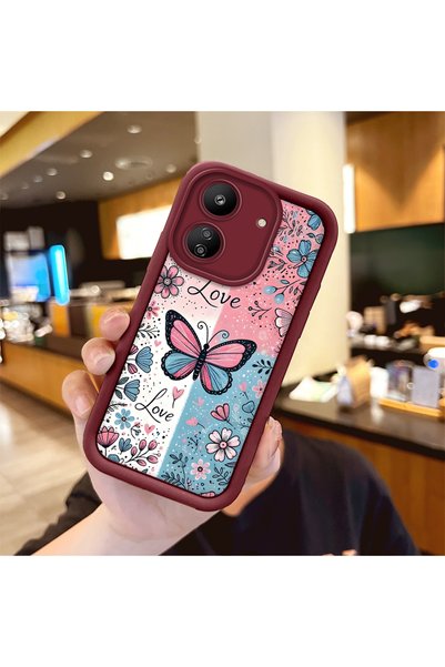 Hontinga Xiaomi Redmi 13C Compatible Case Camera Protector Stitch Pattern Bur...