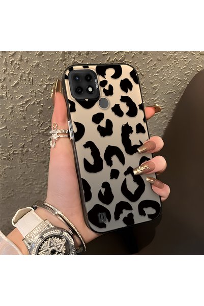 CHICASELUX Realme C21 Compatible Black Leopard Printed Silicone Phone Case, S...