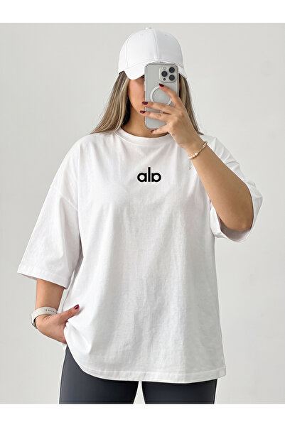 ZAVIXO 100% Cotton Alo Printed Oversize Women's T-Shirt – Comfortable - Basic...