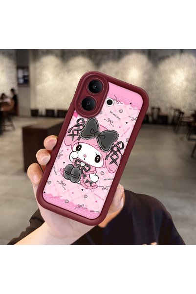 Hontinga Vivo V60 Lite Compatible Case Camera Protector Cartoon Pattern Maroo...