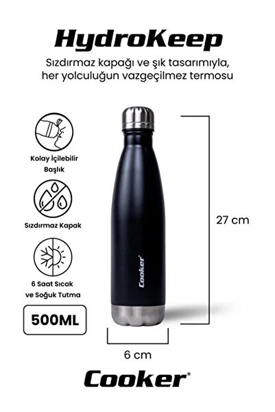 Elista 500 ML Paslanmaz Çelik Çift Kat Termos Çay Kahve Piknik Kamp Outdoor Ofis Otel Kafe Okul