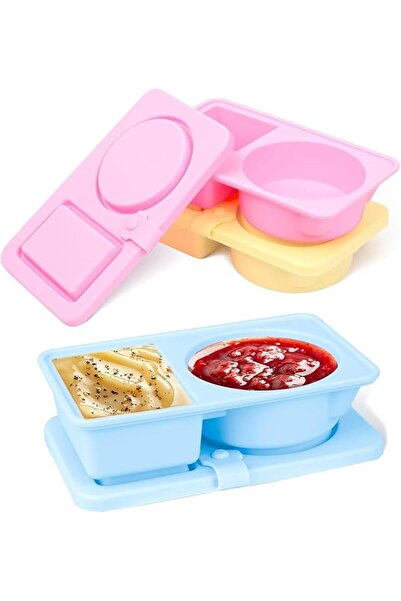 TERRIFI 3 Pack Silicone Reusable Snack Containers with Lids,Small Mini Food S...