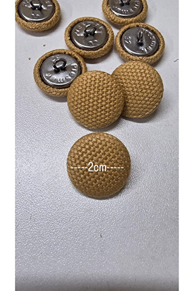 Zümrüdüanka Handmade Açık Taba rengi kumaş kaplamalı kancalı metal düğme