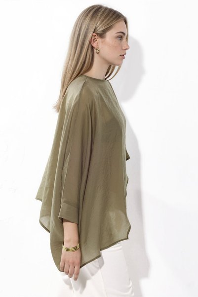 Hiccup Oversize İnce Dökümlü Dokuma Bluz