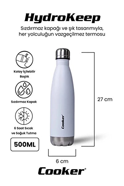 Elista 500 ML Paslanmaz Çelik Çift Kat Termos Çay Kahve Piknik Kamp Outdoor Ofis Otel Kafe Okul