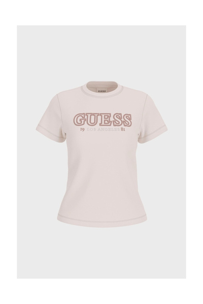 Guess Ketty Damen-T-Shirt mit Rundhalsausschnitt und kurzen Ärmeln, Weiß, V6R...