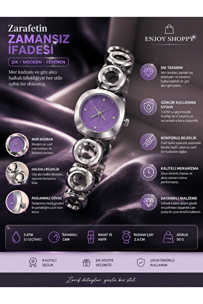 Generic Brand Purple Dial Women's Wristwatch - Stylish Watch with Zigzag Desi...
