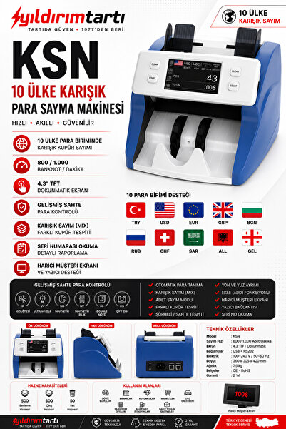 YILDIRIM TARTI KSN KSN 10 Ülke Karışık Para Sayma Makinesi