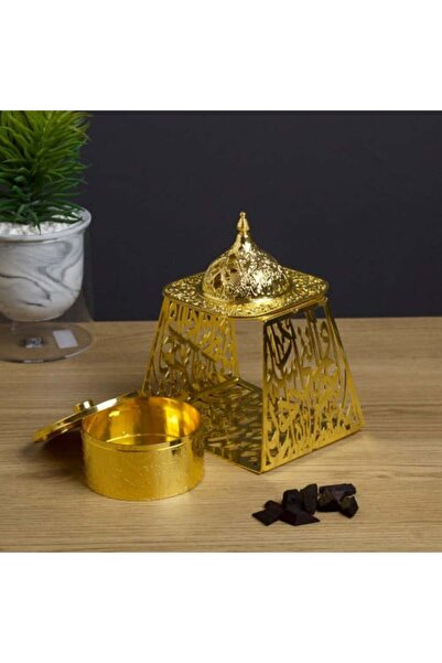 Ashredh Store Iron Laser-Cut Incense Burner with Golden Incense Box
