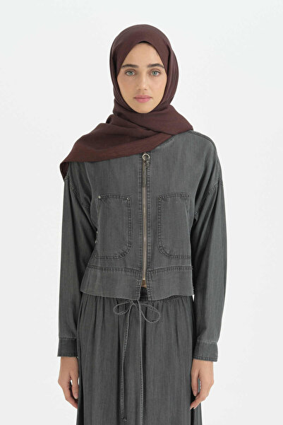Nihan Cotton Naia Blend Natural Shawl - Plum