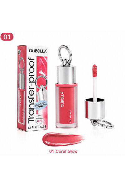 OLİBOLLA Lip Glaze – Transfer-Proof Moisturizing Gloss with Keychain, Shiny E...