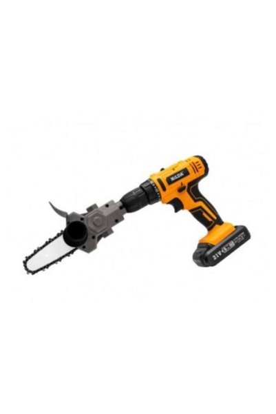 OEM Accesoriu tip mini-drujbă pentru bormașină - adaptor cu lanț pentru tăierea lemnului / adaptor drujbă / ferăstrău - 4 țoli