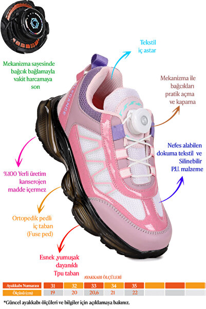 Kiko Kids Vortex Günlük Şeffaf Taban Kız Çocuk Spor Ayakkabı