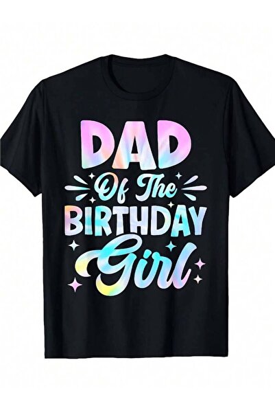 26LIK T-Shirt Father Of The Girl Featuring Black Holographic Text Designs, Pe...