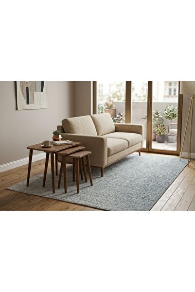 Vivense TUBİHOME LORA ÜÇLÜ AHŞAP SEHPA TAKIMI, CEVİZ