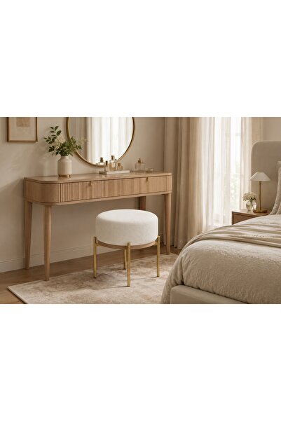 Vivense OTTO GOLD AYAK TEDDY FONKSİYONEL SEHPALI PUF, BEYAZ