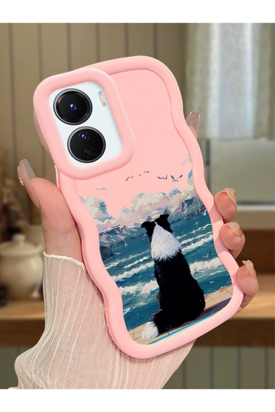 Hontinga Vivo Y16 Compatible Case Camera Protective Pink Silicone Lover Coupl...