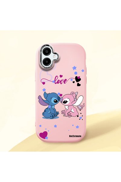Hontinga Samsung Galaxy A06 Compatible Case Camera Protective Pink Stitch Pat...