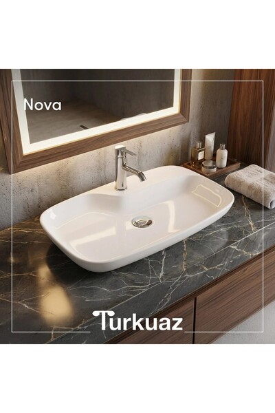 Turkuaz Seramik Nova 70x43 cm Tezgah Üstü Lavabo