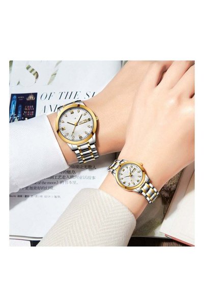 Gonice Men's Wrist Watch Women's Waterproof Luxury Watches Couple Pair Fashion Stainless Steel Pair Watches 2pcs