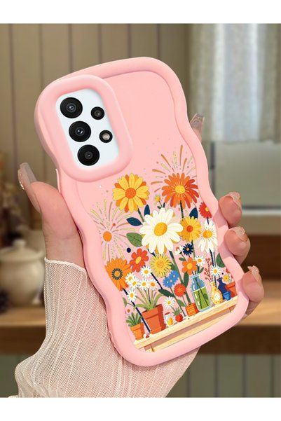 Hontinga Samsung Galaxy A23 Compatible Case Camera Protective Pink Silicone L...