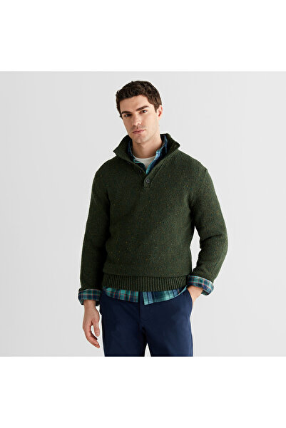 Gant Erkek Yeşil Regular Fit Düğmeli Yaka Boğazlı Kazak