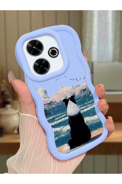 Hontinga Redmi 13 4g Compatible Case Camera Protector Blue Silicone Lover Cou...