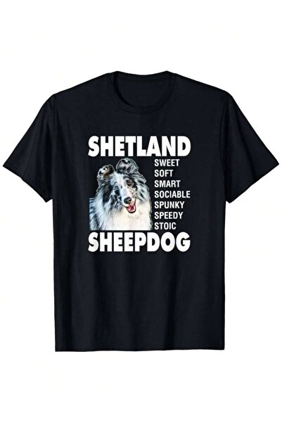 25W Dog Lovers T-Shirt - 100% Cotton Shetland Sheepdog Tee With Blue Merle Sh...