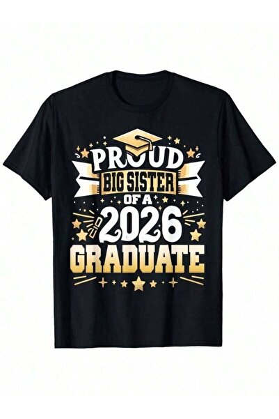 25W تي شيرت فخرية بتصميم "أخوية كبيرة تخرجت في 2026" للجنسين - مناسب للخريف و...