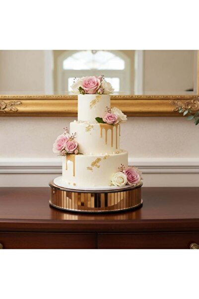Ashredh Store 25cm Gold Rounded Mirror Base