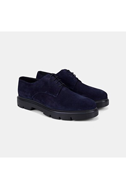 Desa Men's Navy Blue Lace-Up Thick Soled Suede Classic Shoes