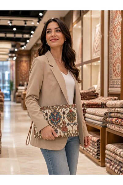 SPR Motti̇f Bursa Ethnic Patterned Women's Portfolio Clucth Bag Handbag