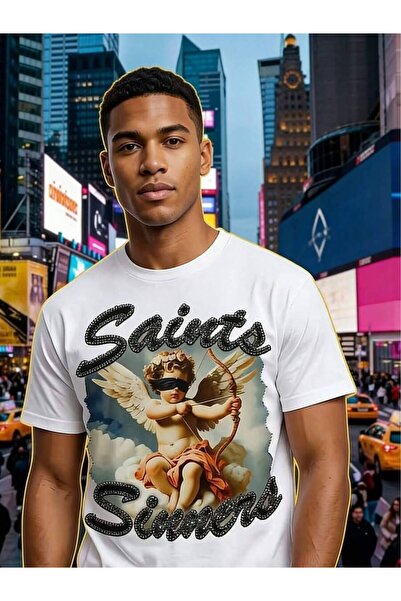 2BIR Men'S Heavyweight 180Gsm T-Shirt Vintage Cupid Graphic Tee White Retro Y...