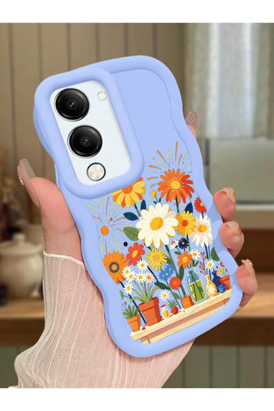 Hontinga Vivo Y29T 5g Compatible Case Camera Protective Blue Silicone Lover C...