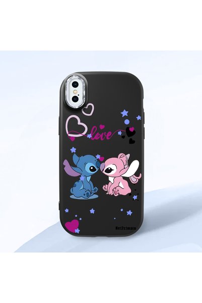 Hontinga iPhone XS Max Compatible Case Camera Protector Black Stitch Patterne...