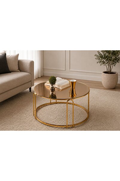 Vivense LENKA ORTA SEHPA BRONZ AYNA GOLD KAPLAMALI METAL AYAK
