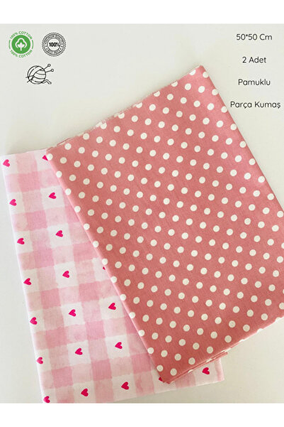 seyranat 2 Pieces, Width 50 cm Pink Heart, Powder Dot Bag, Wallet, Cotton Fab...